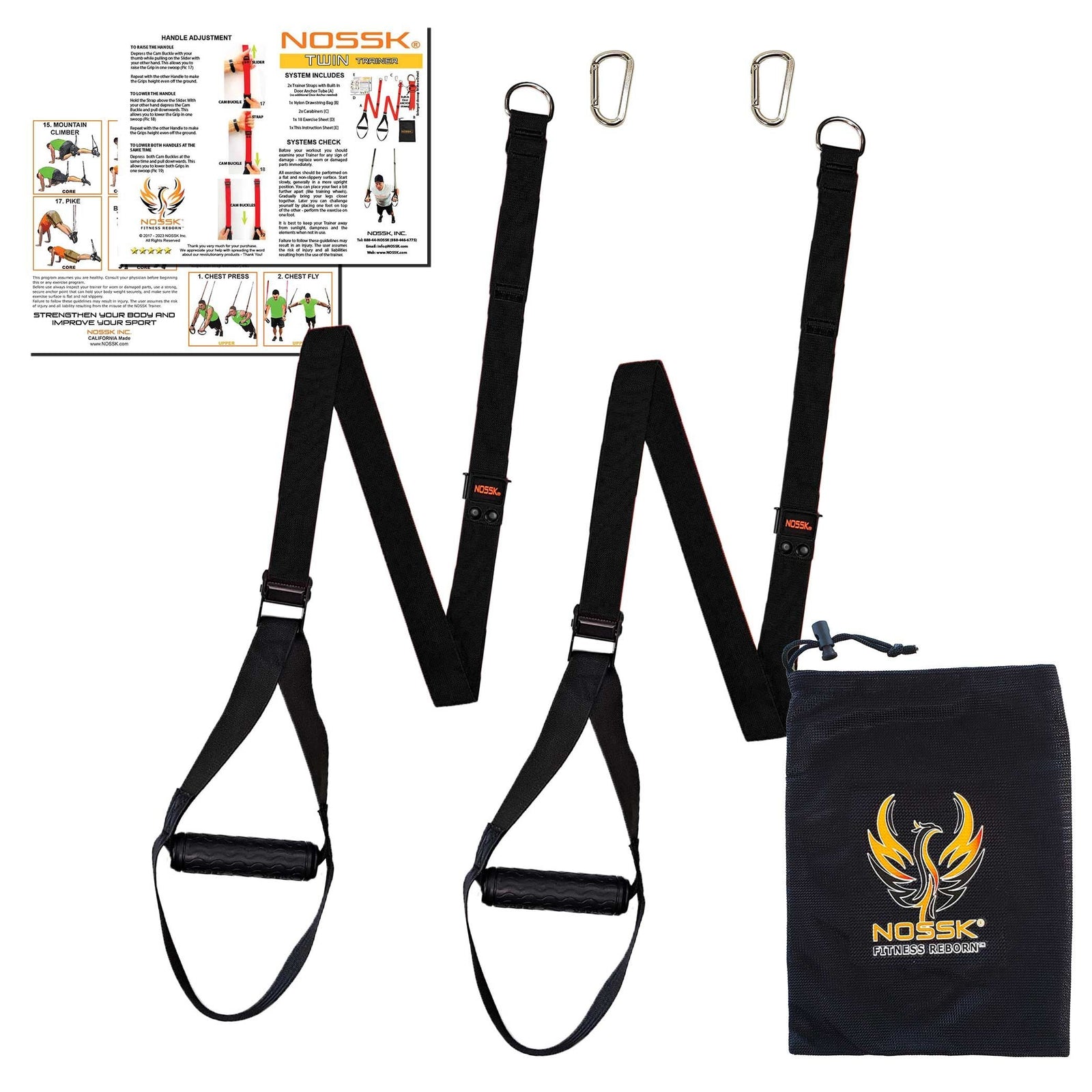 NOSSK Twin Pro suspension fitness trainer with high-grade military webbing