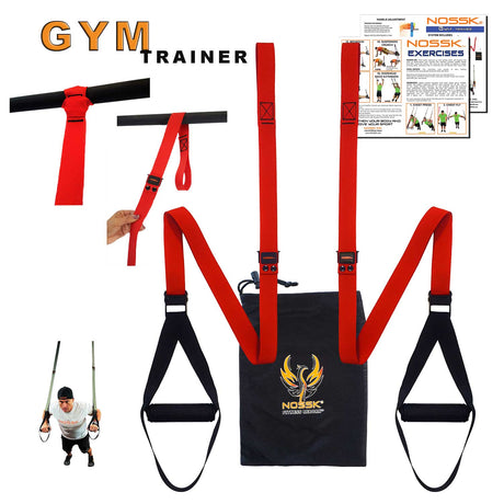 NOSSK GYM Suspension Bodyweight Strap Trainer RED