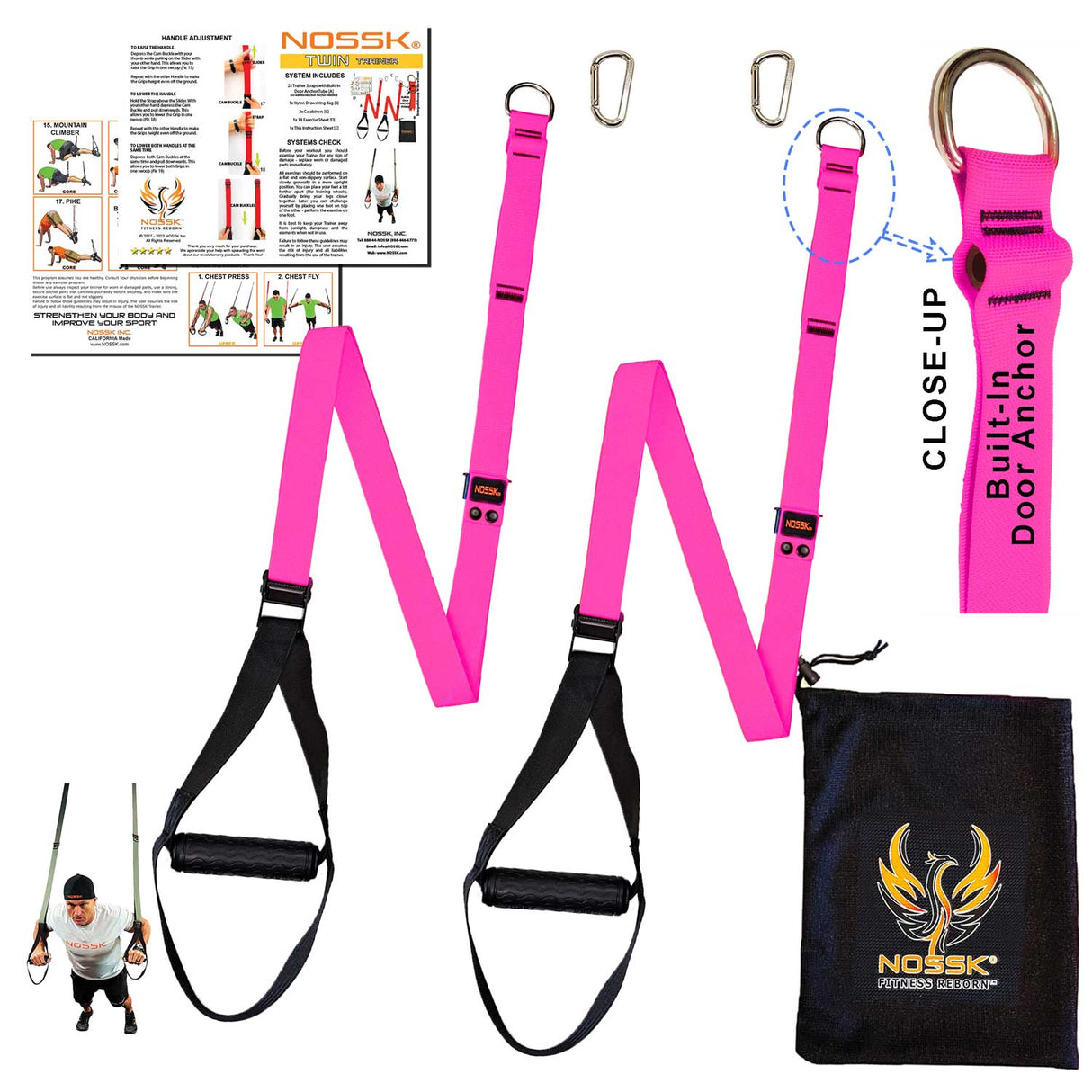 NOSSK TWIN Pro Suspension Fitness Trainer PINK