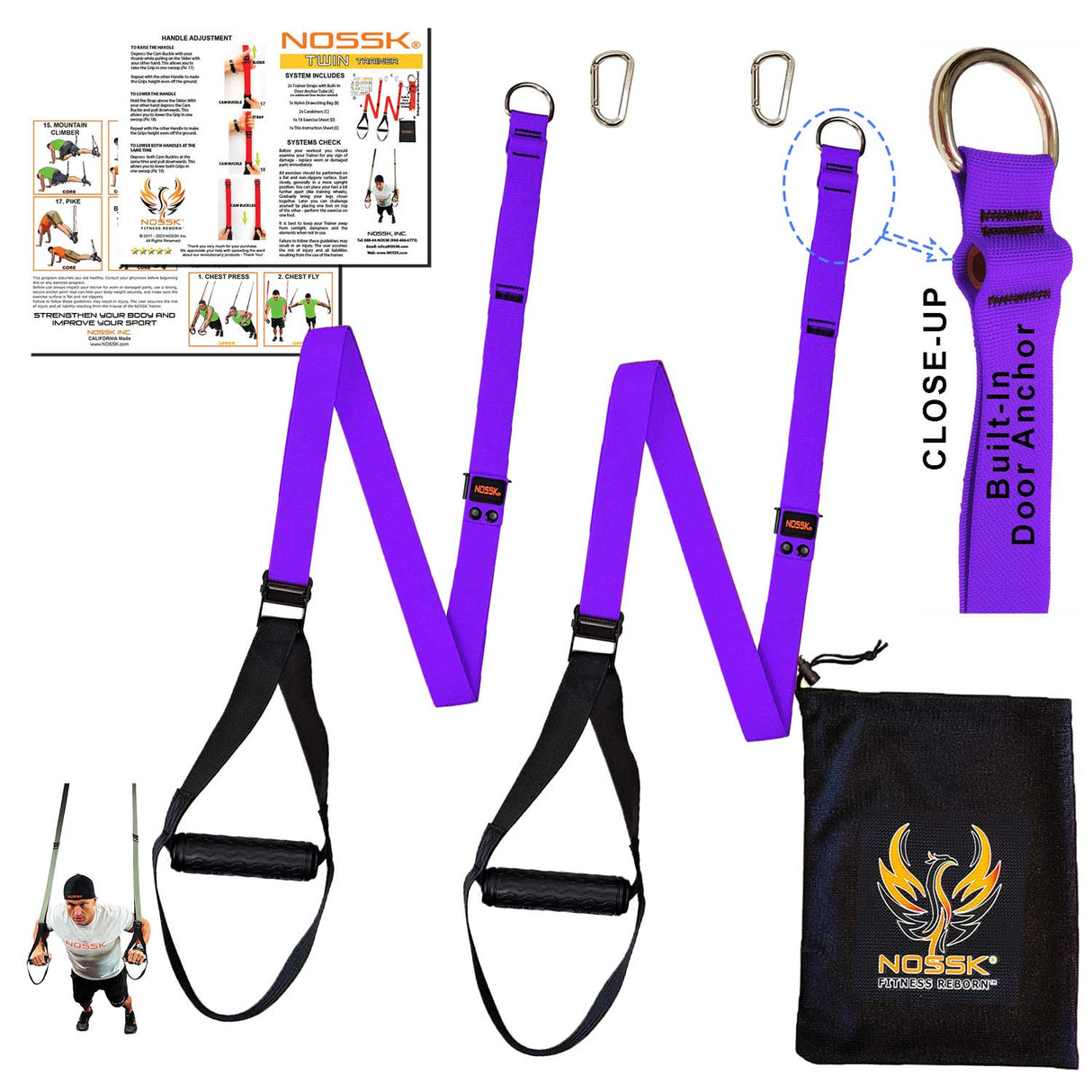 NOSSK TWIN Pro Suspension Fitness Trainer Purple