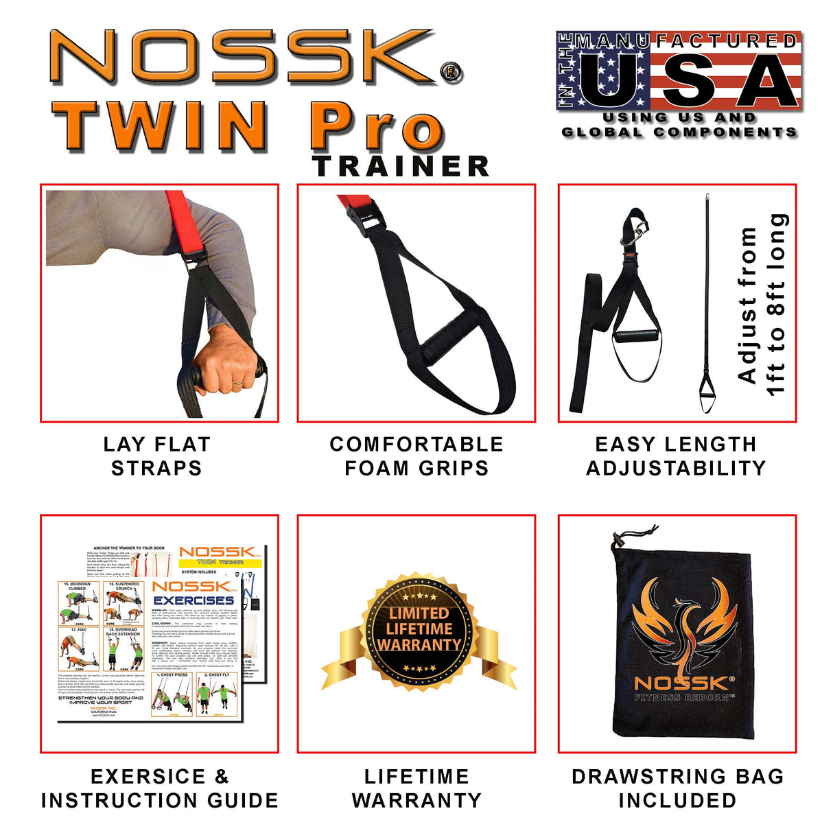 NOSSK TWIN Pro Suspension Fitness Trainer Features